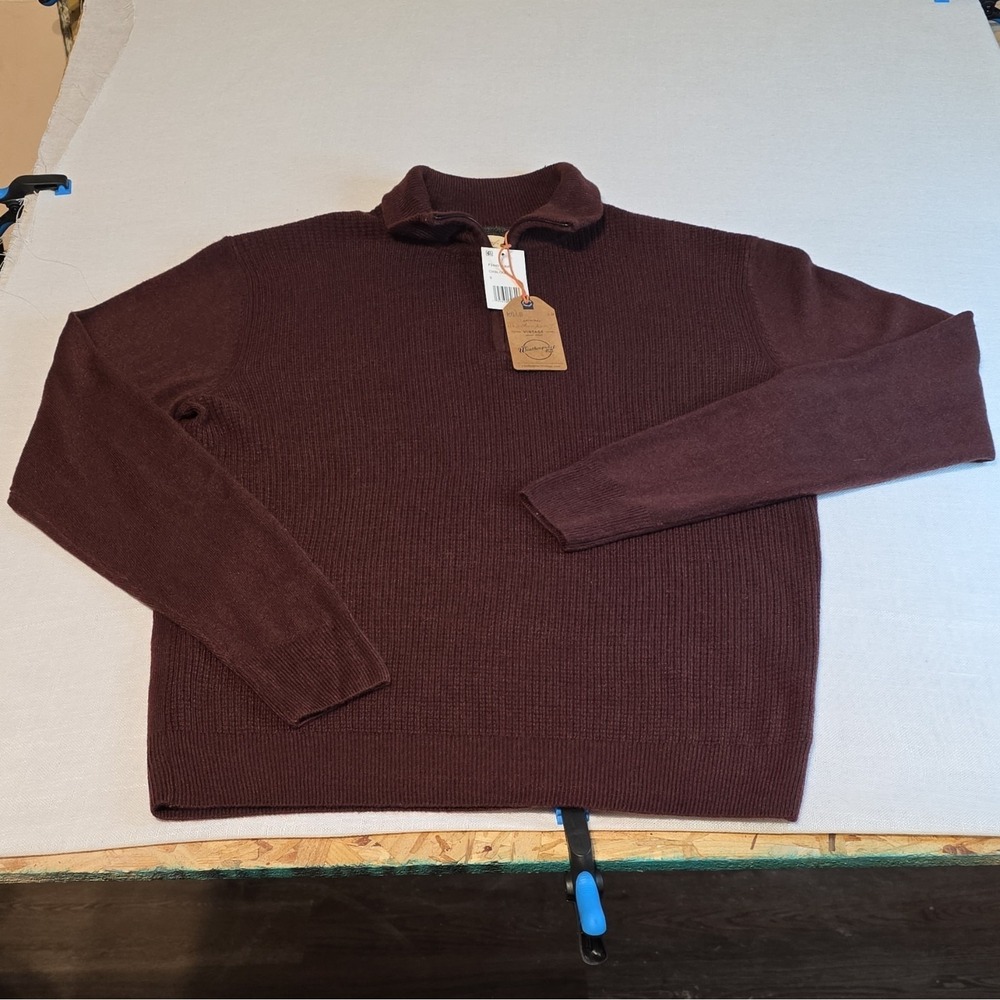 Weatherproof Vintage Men's Oxblood Mock Neck 1/4 Zip Waffle Knit Sweater S